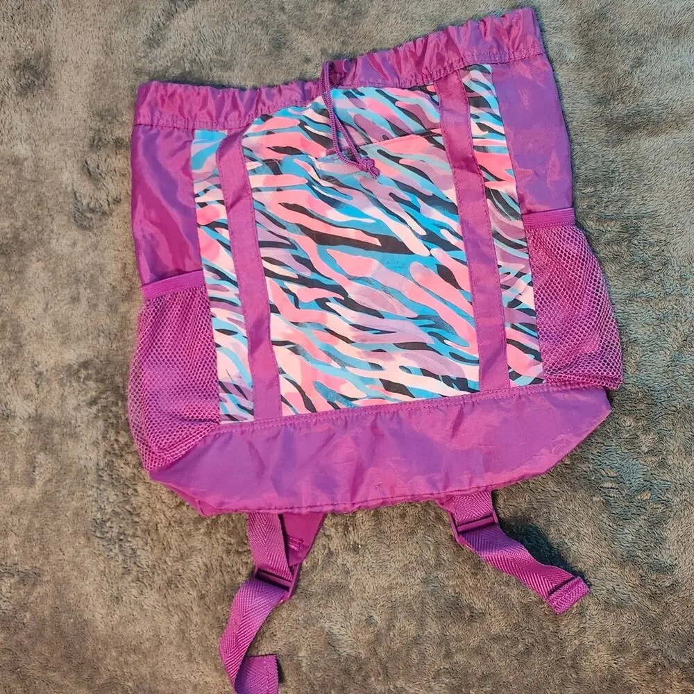 Purple Pink Zebra Print Lightweight Backpack • EUC
